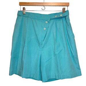 Vintage Head Shorts Size 8 Teal High Waisted Pleated Golf Resort Summer Preppy